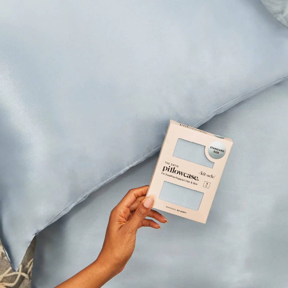 Kitsch The Satin Pillowcase - Haze Blue - satintygn örngott
