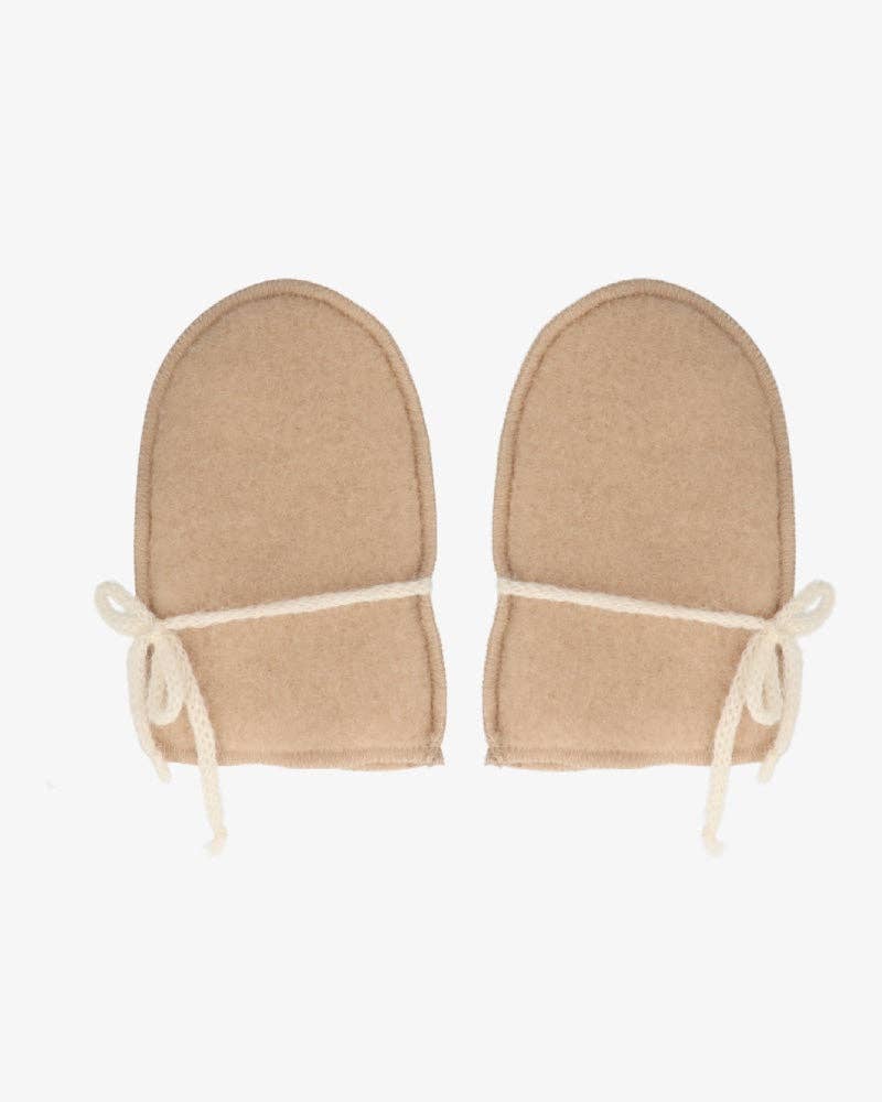 Babymössor i fårull - Beige (0-3 mån)