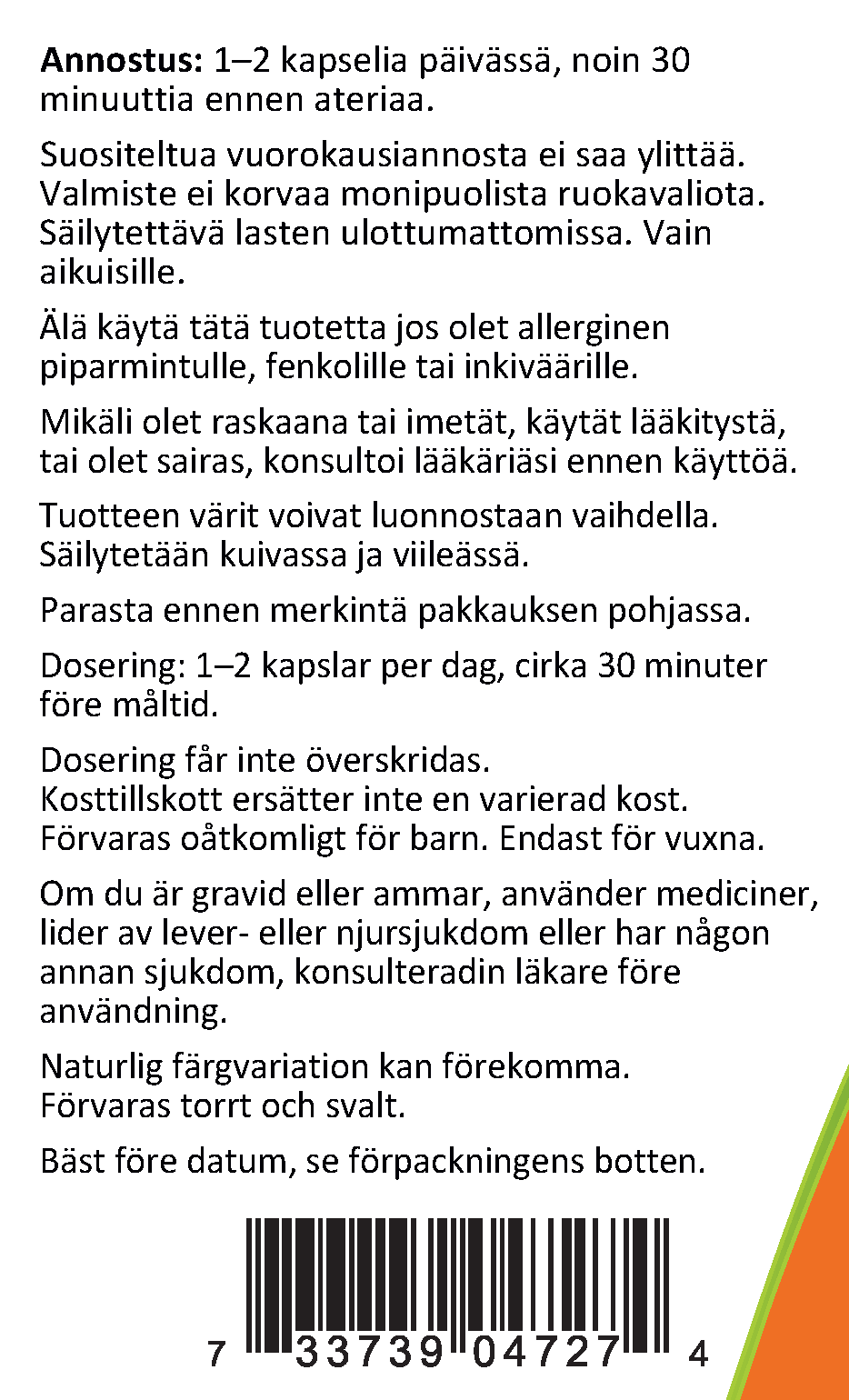 Pepparmyntskapslar 90 kapslar - piparmintkapsel
