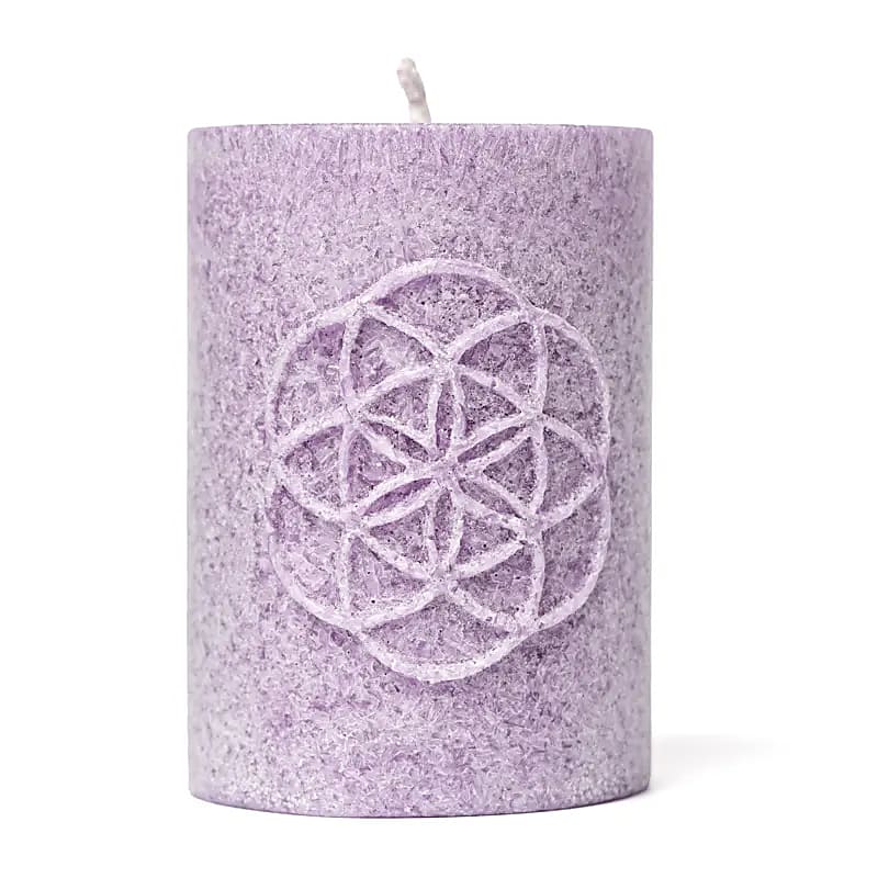 Ljus Seed of Life, violett 5,5 x 8 cm