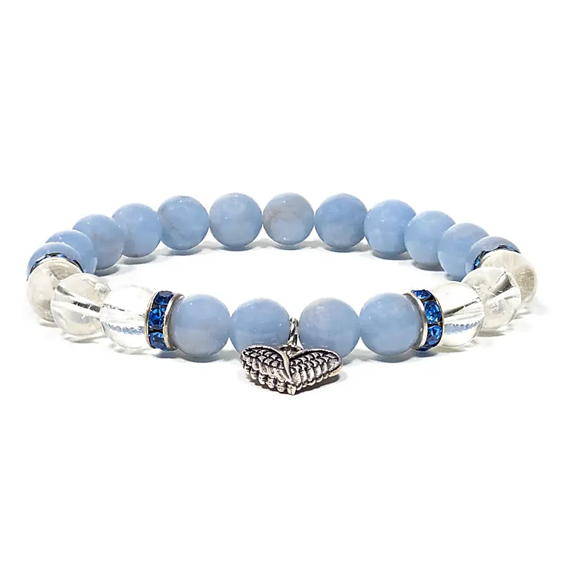Armband 8mm Angelit & Kvarts