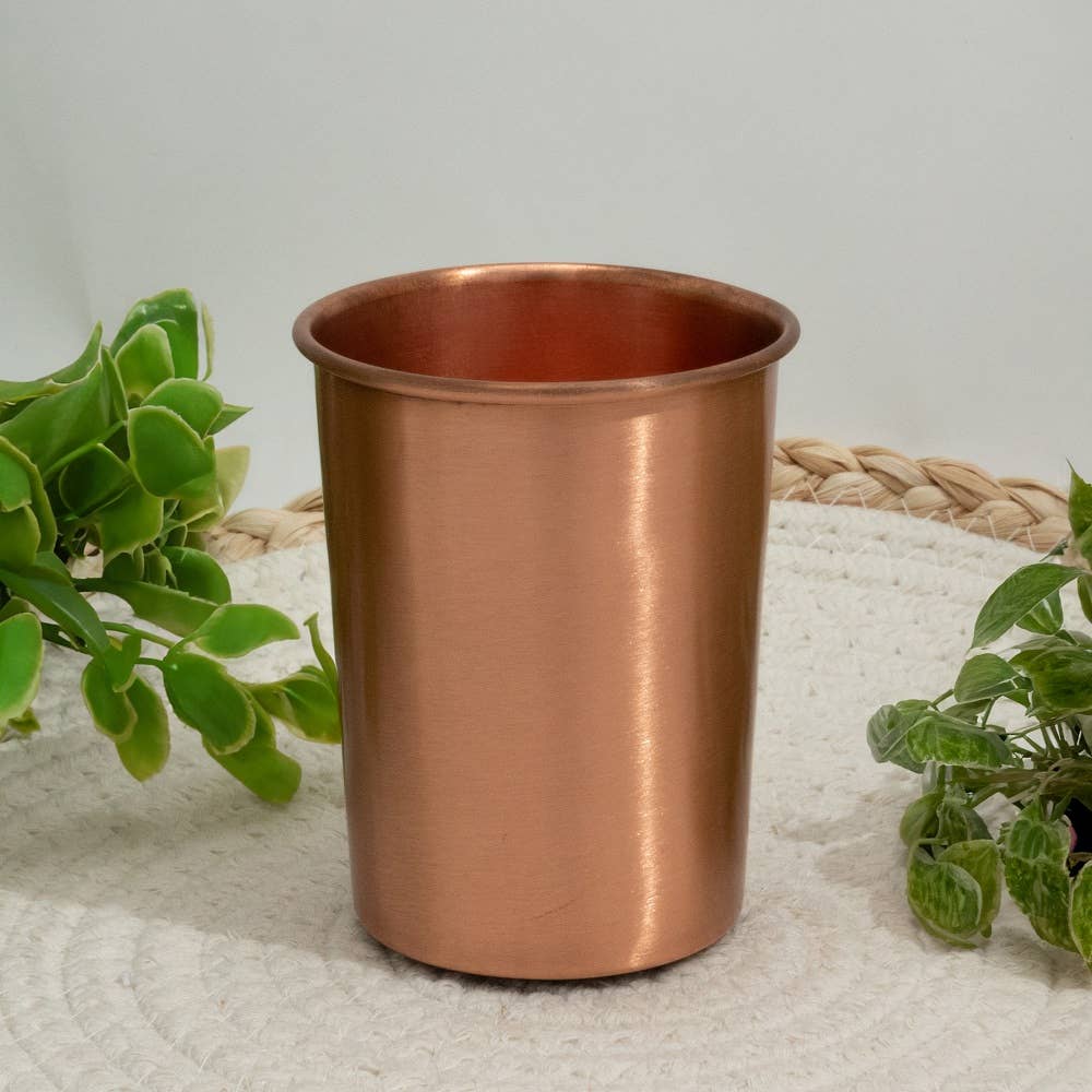 Pure copper set of bottle tower plain ± 950 ml with 4 cups