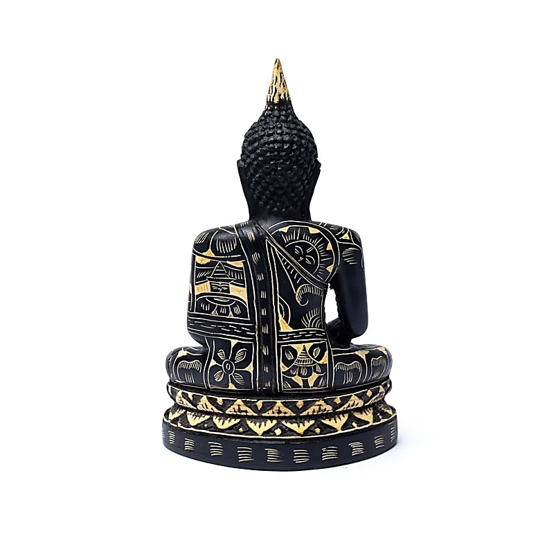 Meditation Buddha 17 cm, svart