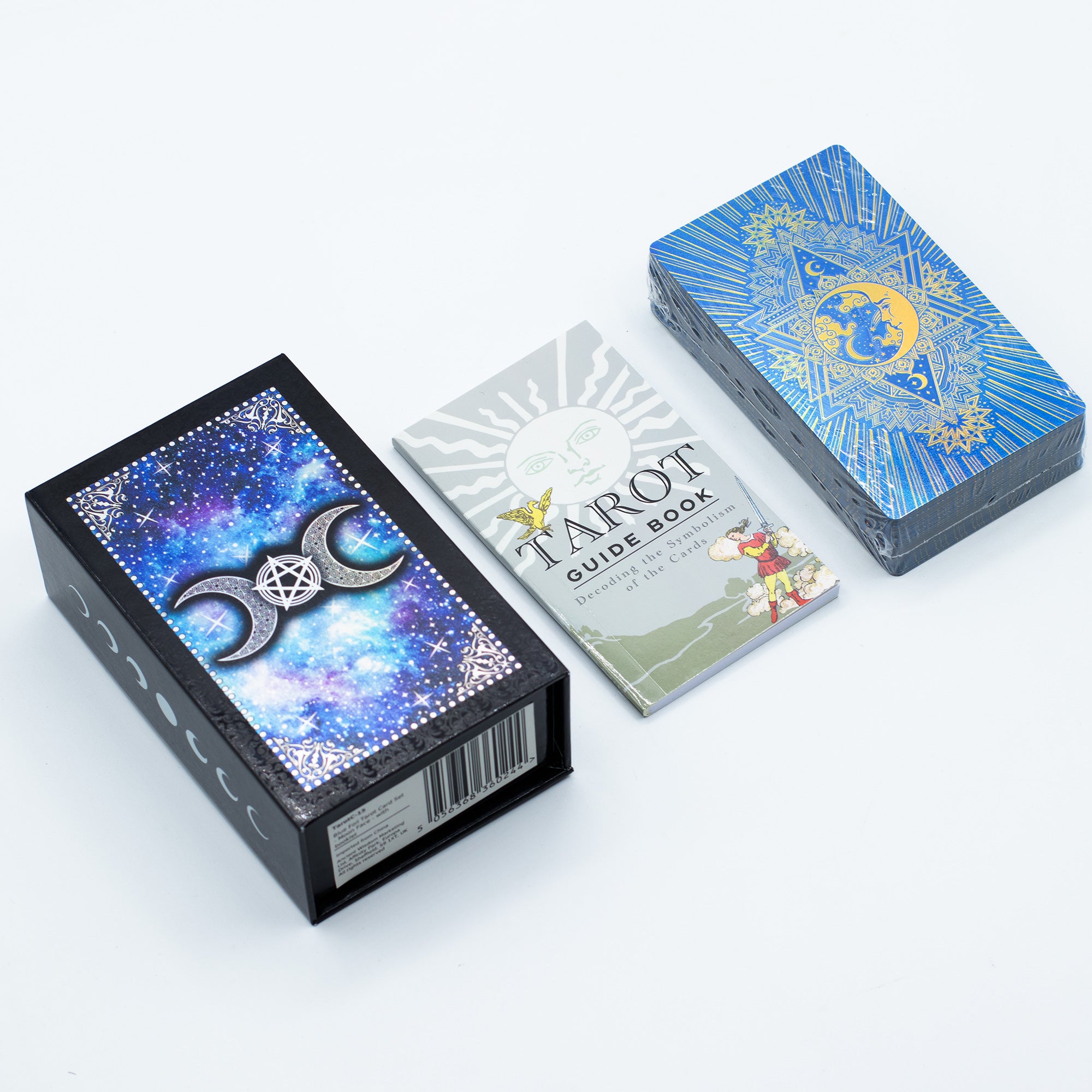 Blue Foil Tarot Set - Moon Face with Booklet