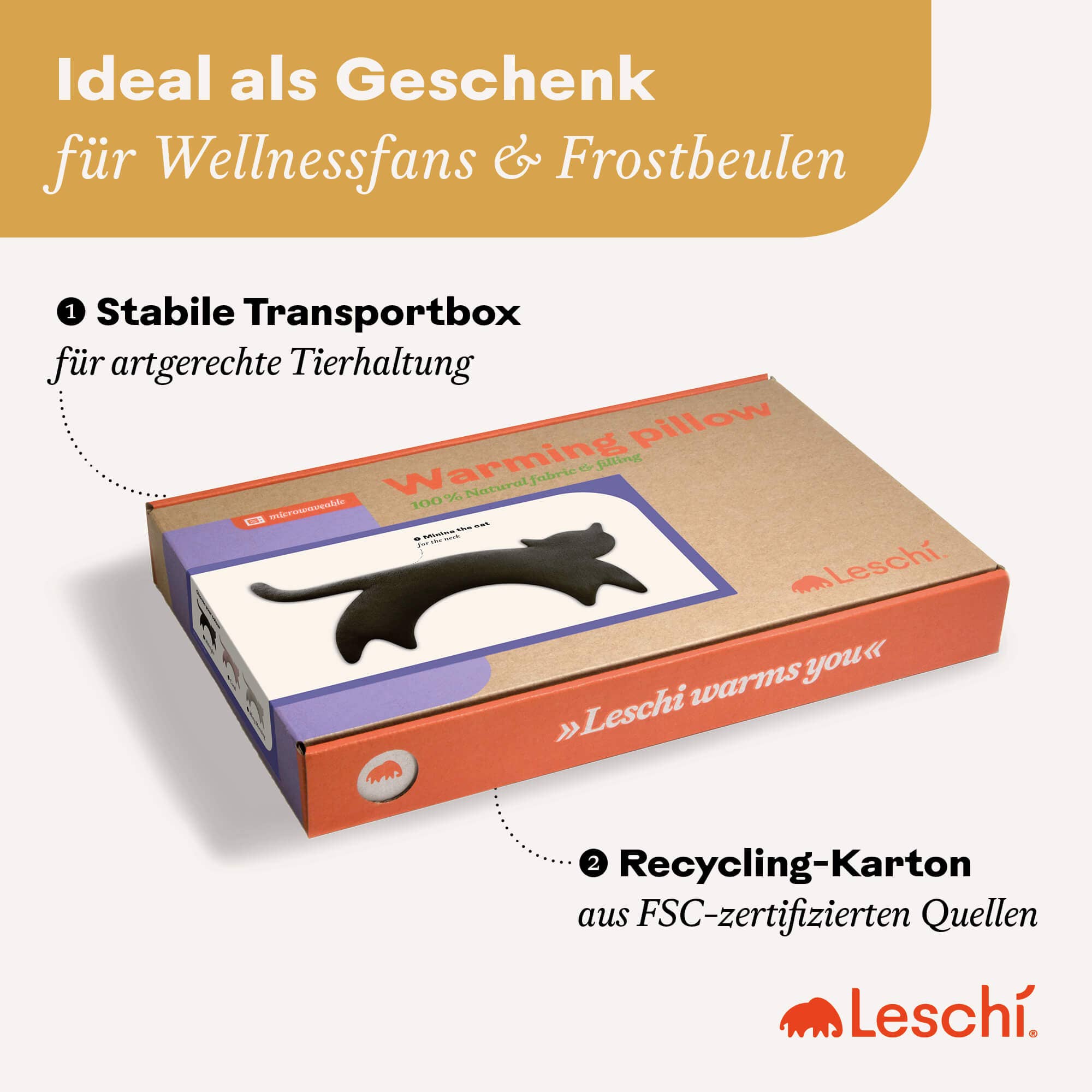 Leschi kissa – vehnätyyny 23 × 47 cm - luomupuuvilla
