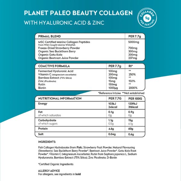 Planet Paleo Beauty Collagen Fiskkollagen 231g