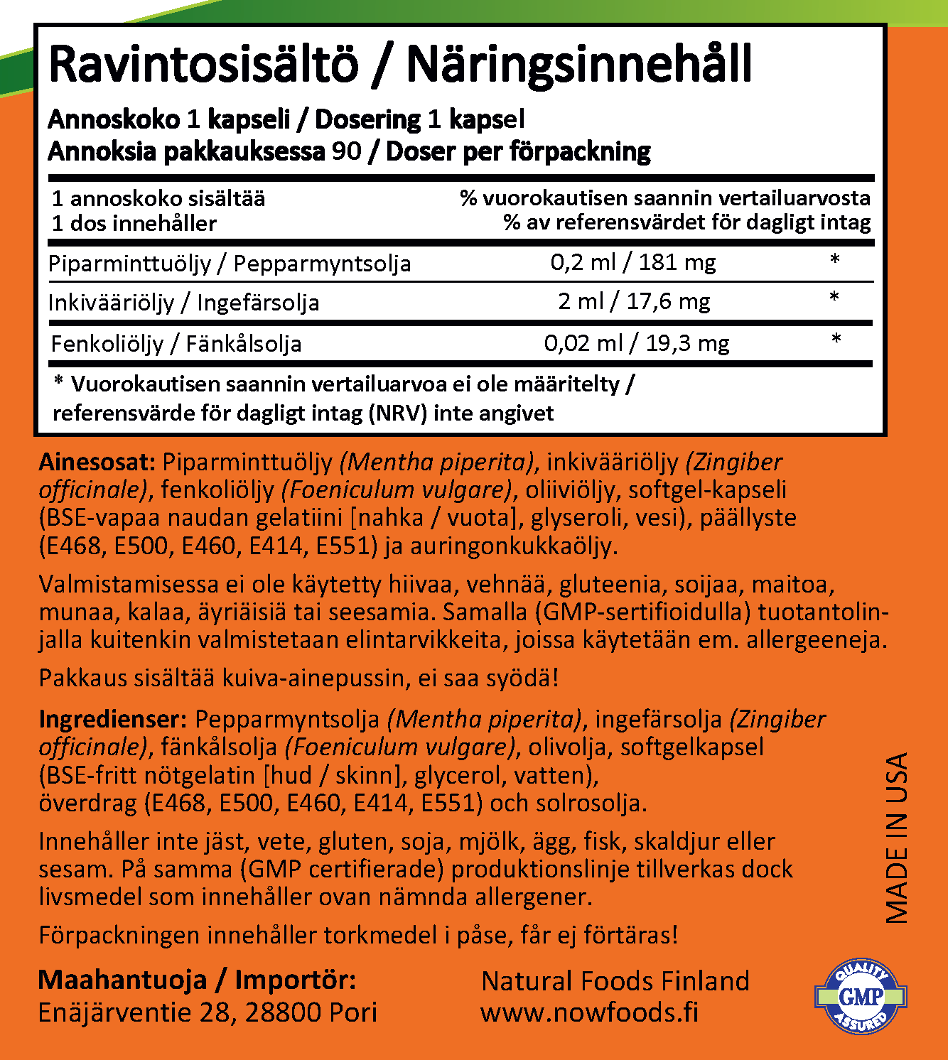Pepparmyntskapslar 90 kapslar - piparmintkapsel
