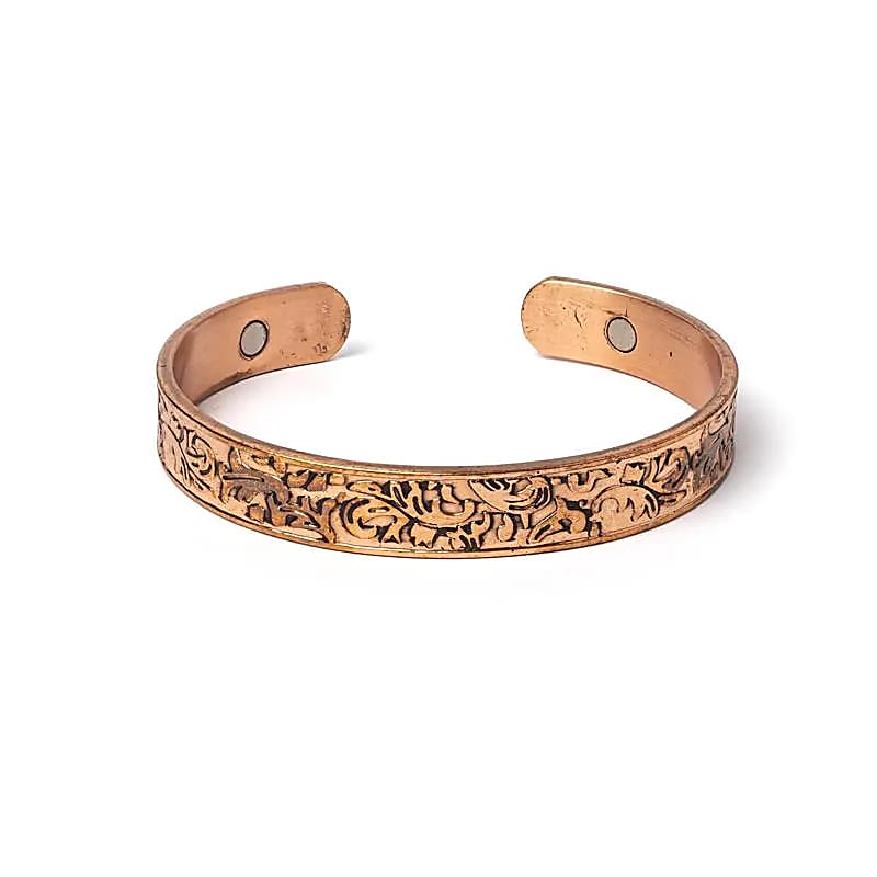 Koppararmband med magnet - Löv