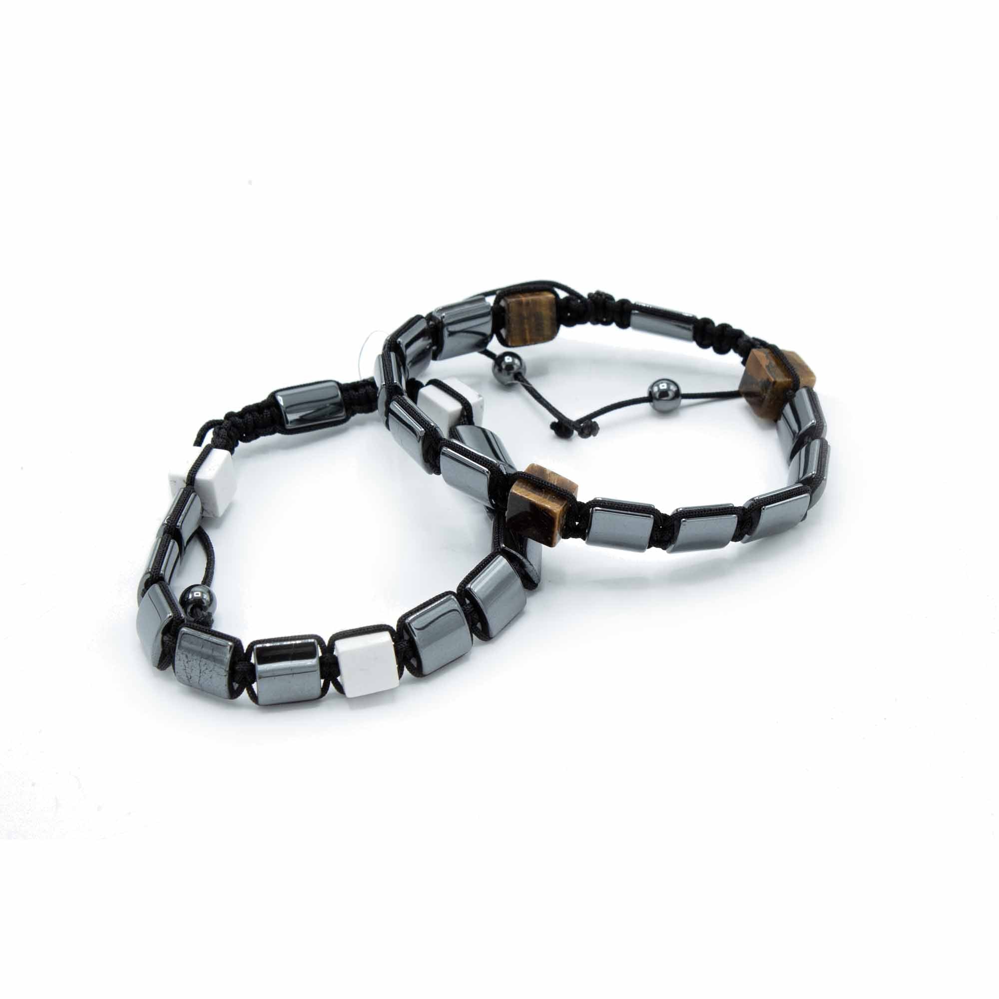 Magnetisk Hematit-Tigeröga Shamballa-armband