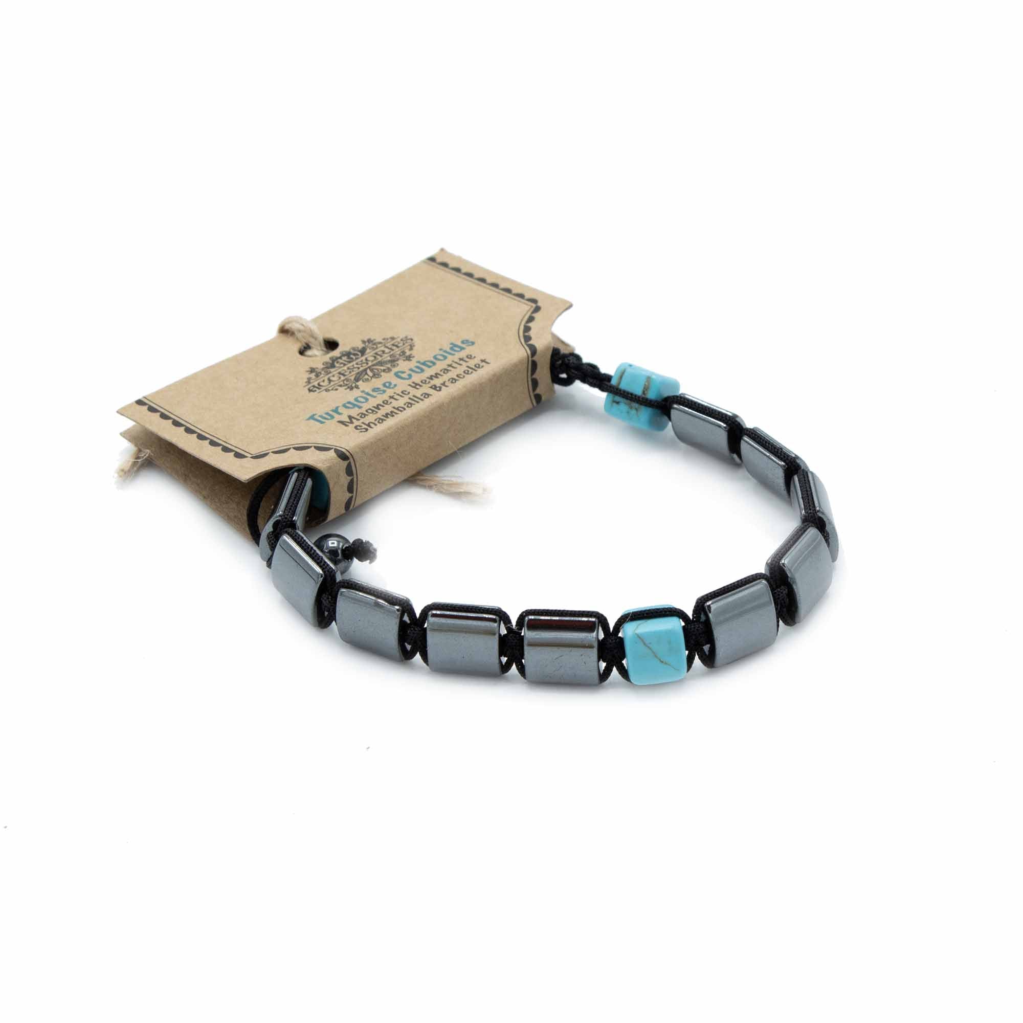 Magnetisk hematit-turkos Shamballa-armband