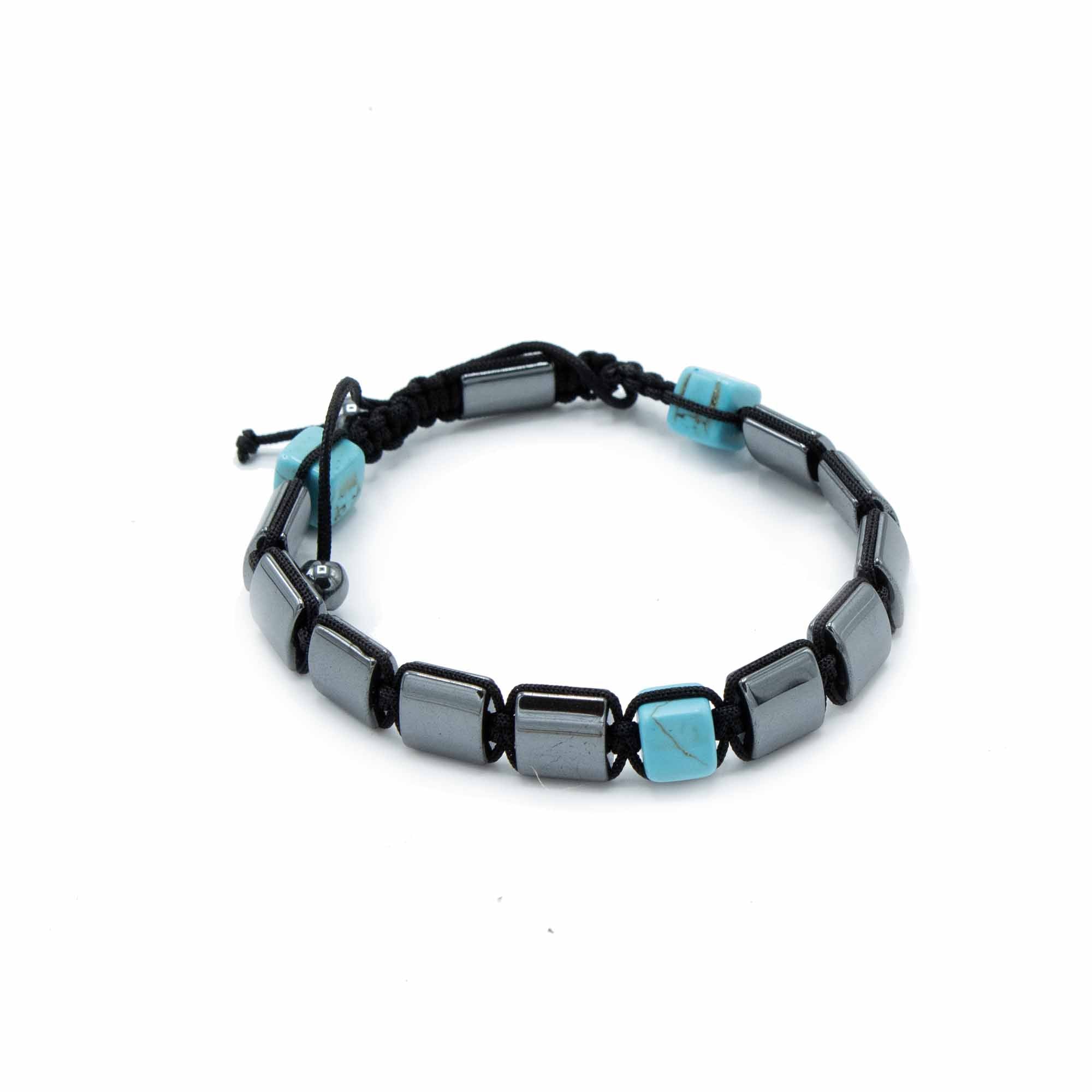 Magnetisk hematit-turkos Shamballa-armband