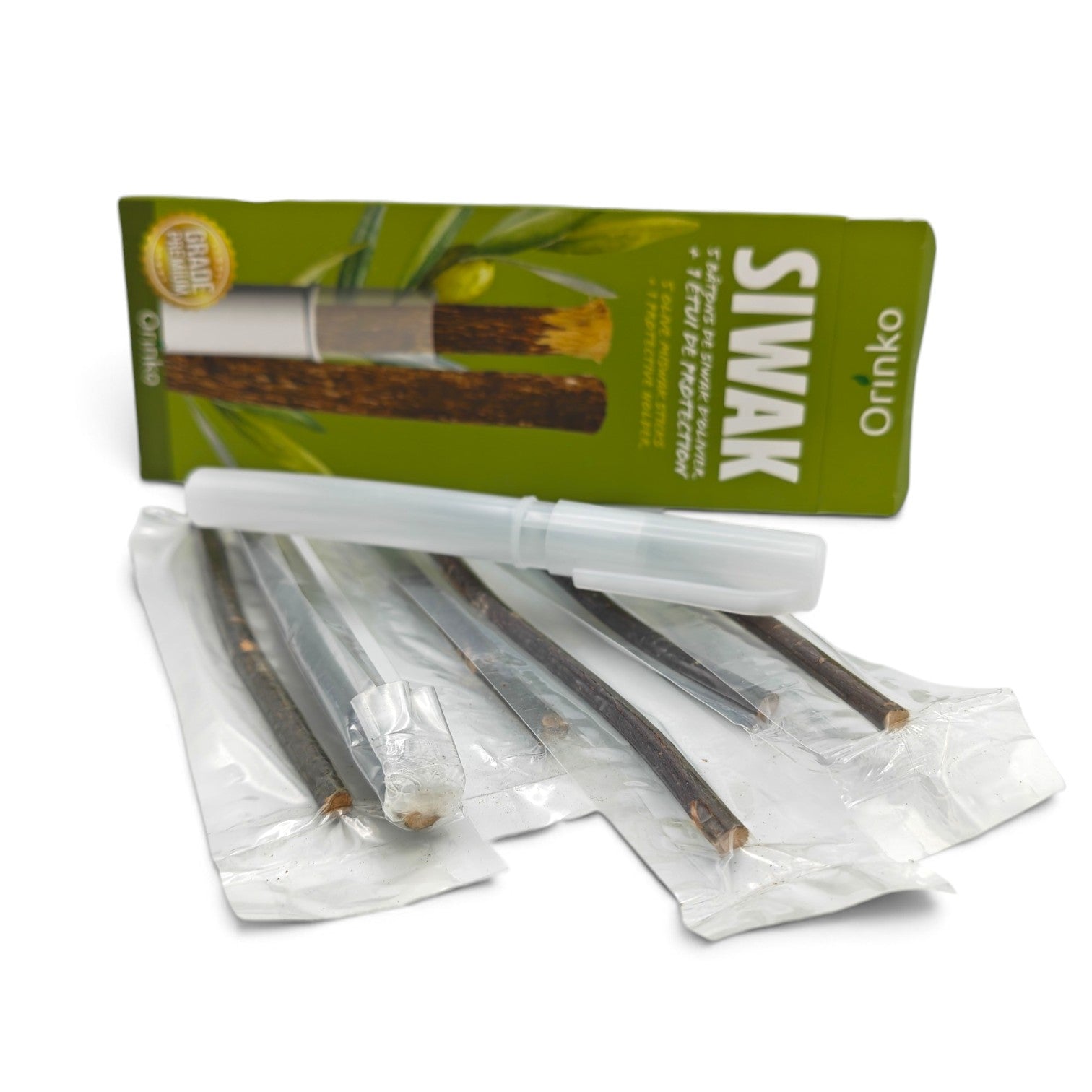 Olivmiswak-tandpetare x5 + 1 skyddsfodral