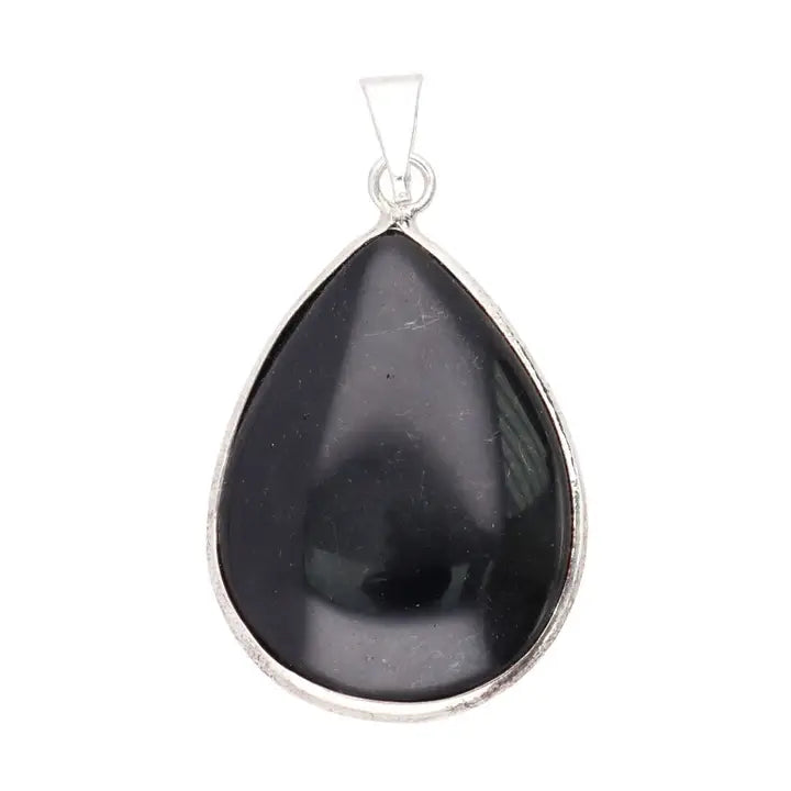 Hänge Droppe Obsidian, silverkant