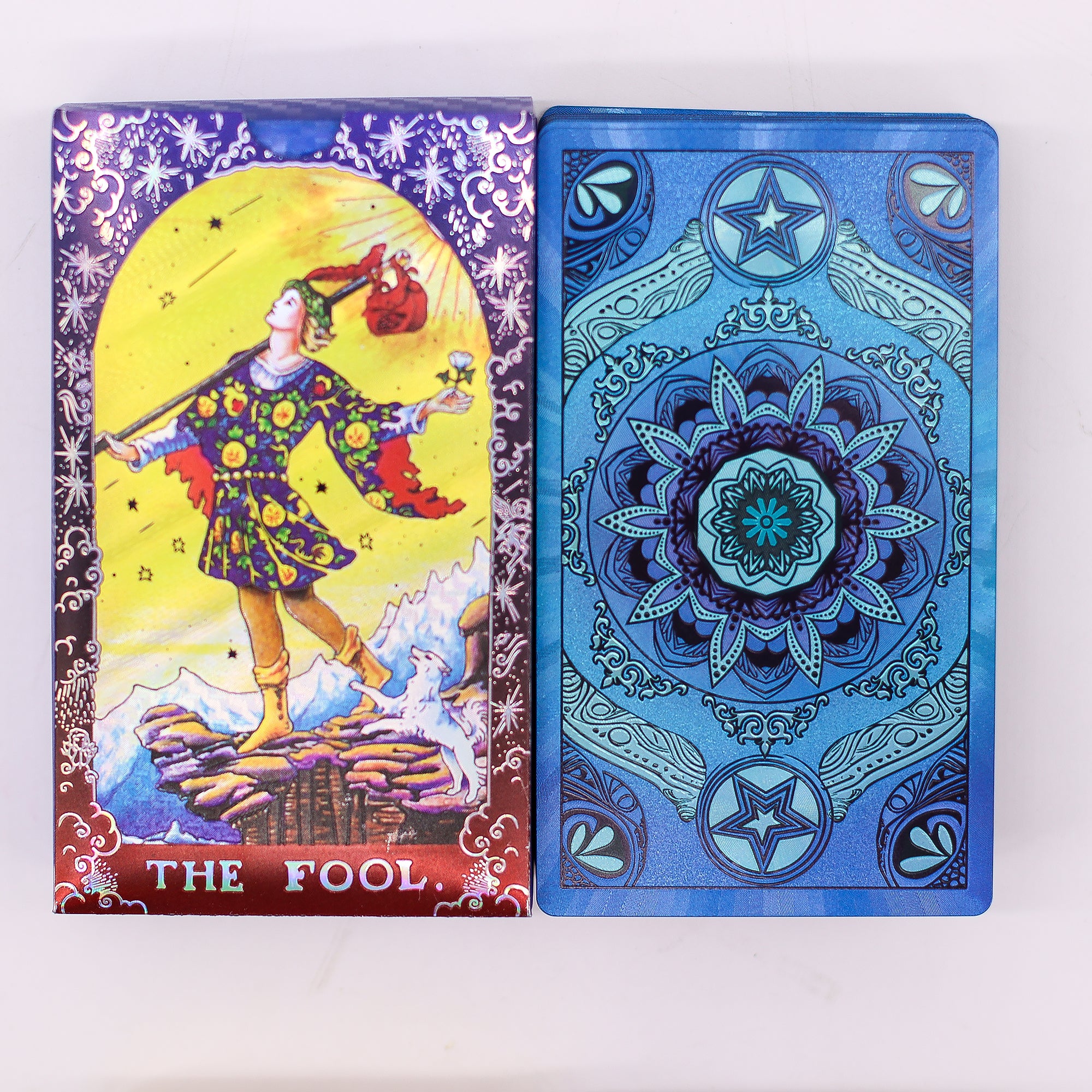 Blå Folie Tarotset - Mandala med häfte