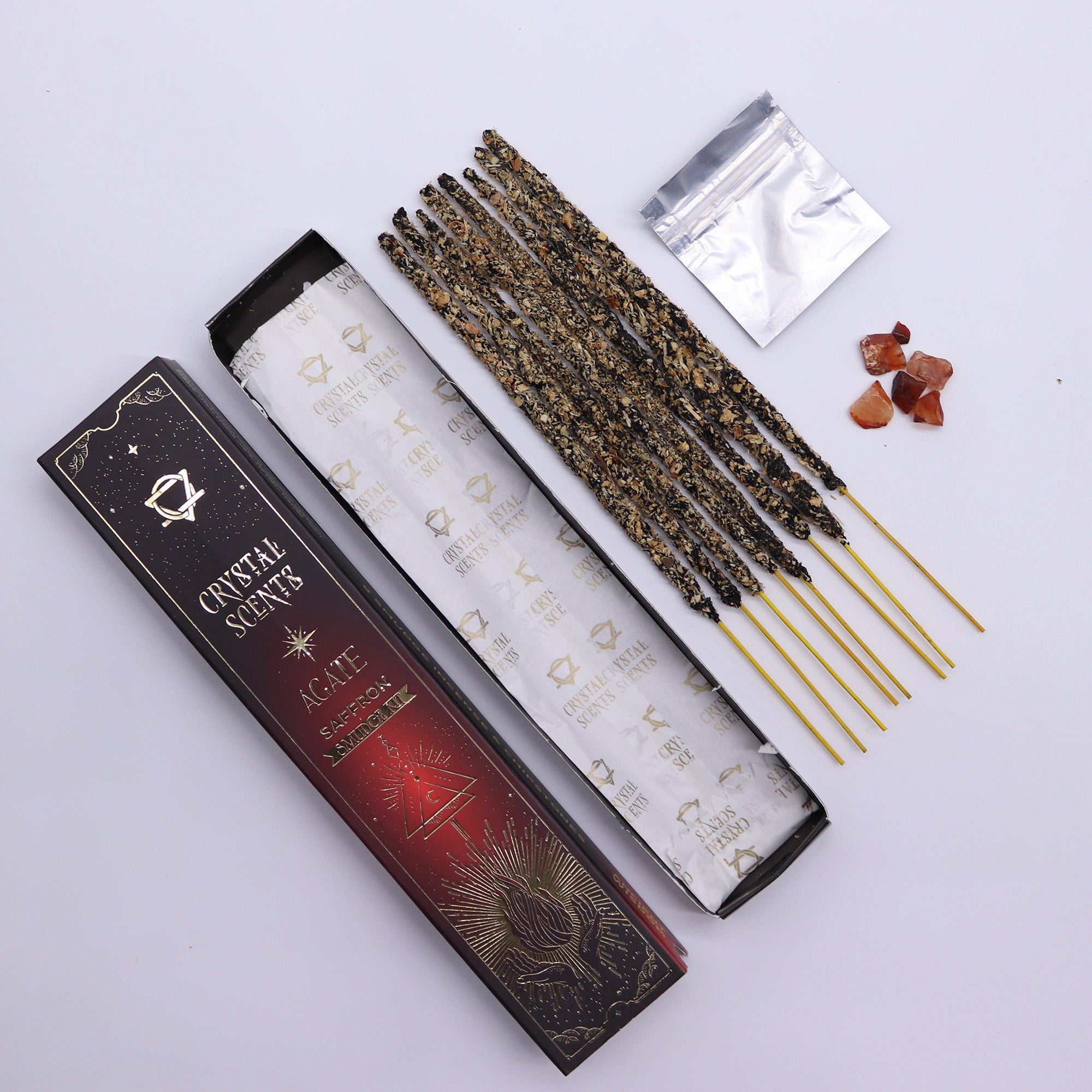 Red Agate Crystal Scents Smudge Incense - Saffron