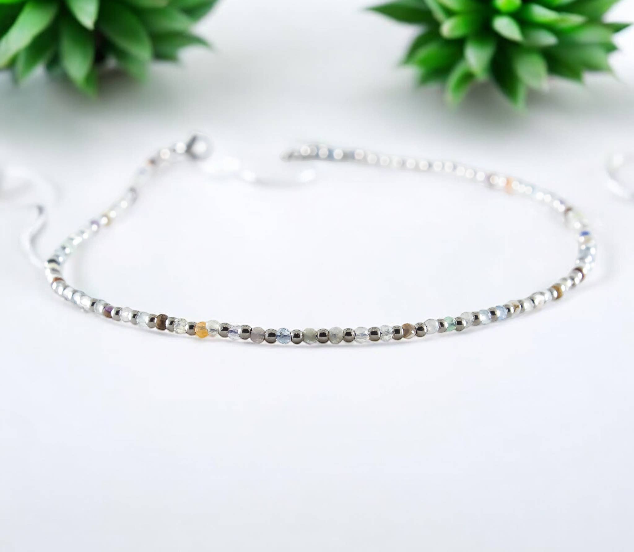 Multi Gemstone Necklace Adjustable
