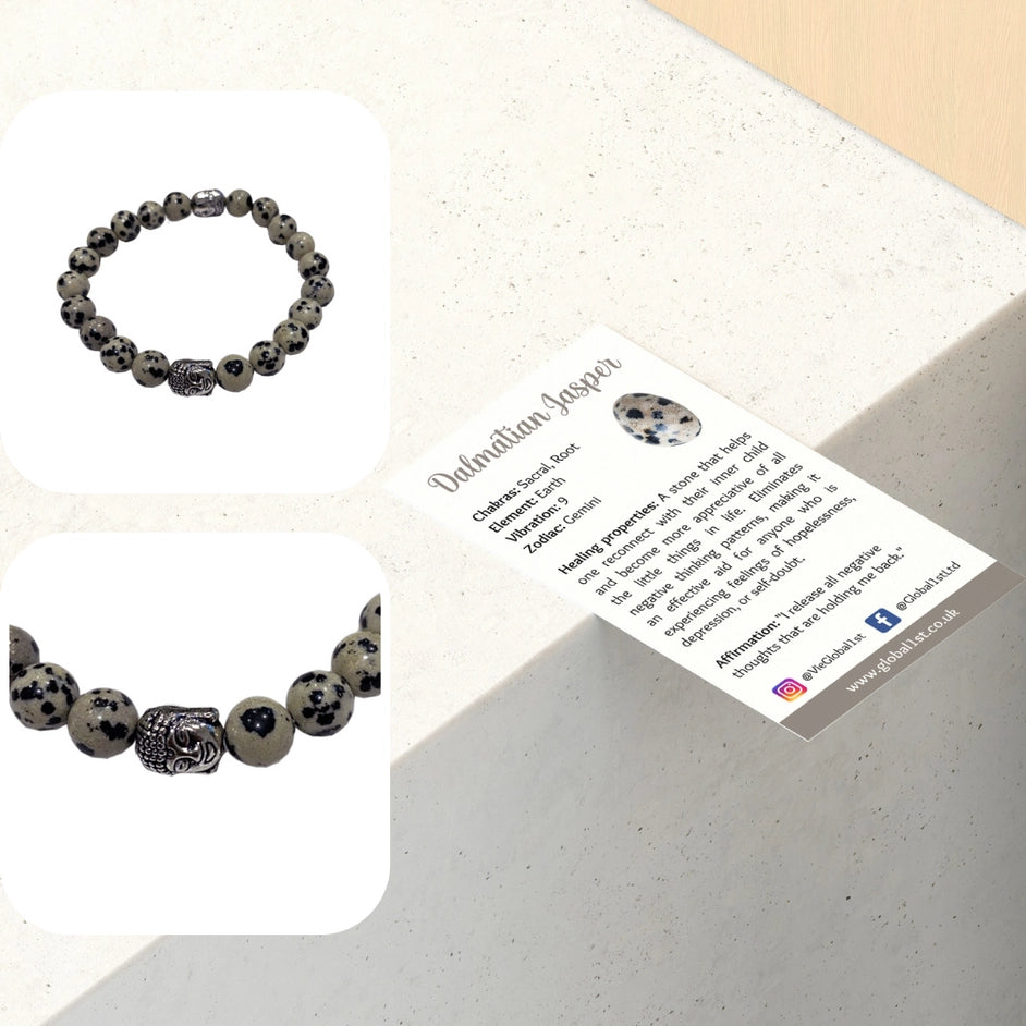 Buddha-armband Dalmatinerjaspis 8mm