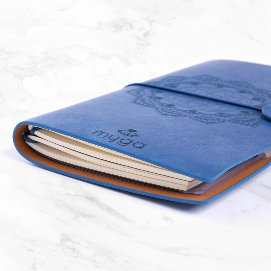 Anteckningsbok Magic Mandala, blå med fluorit