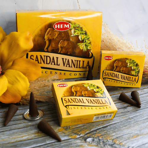 Hem Sandal Vanilla - rökelsekoner