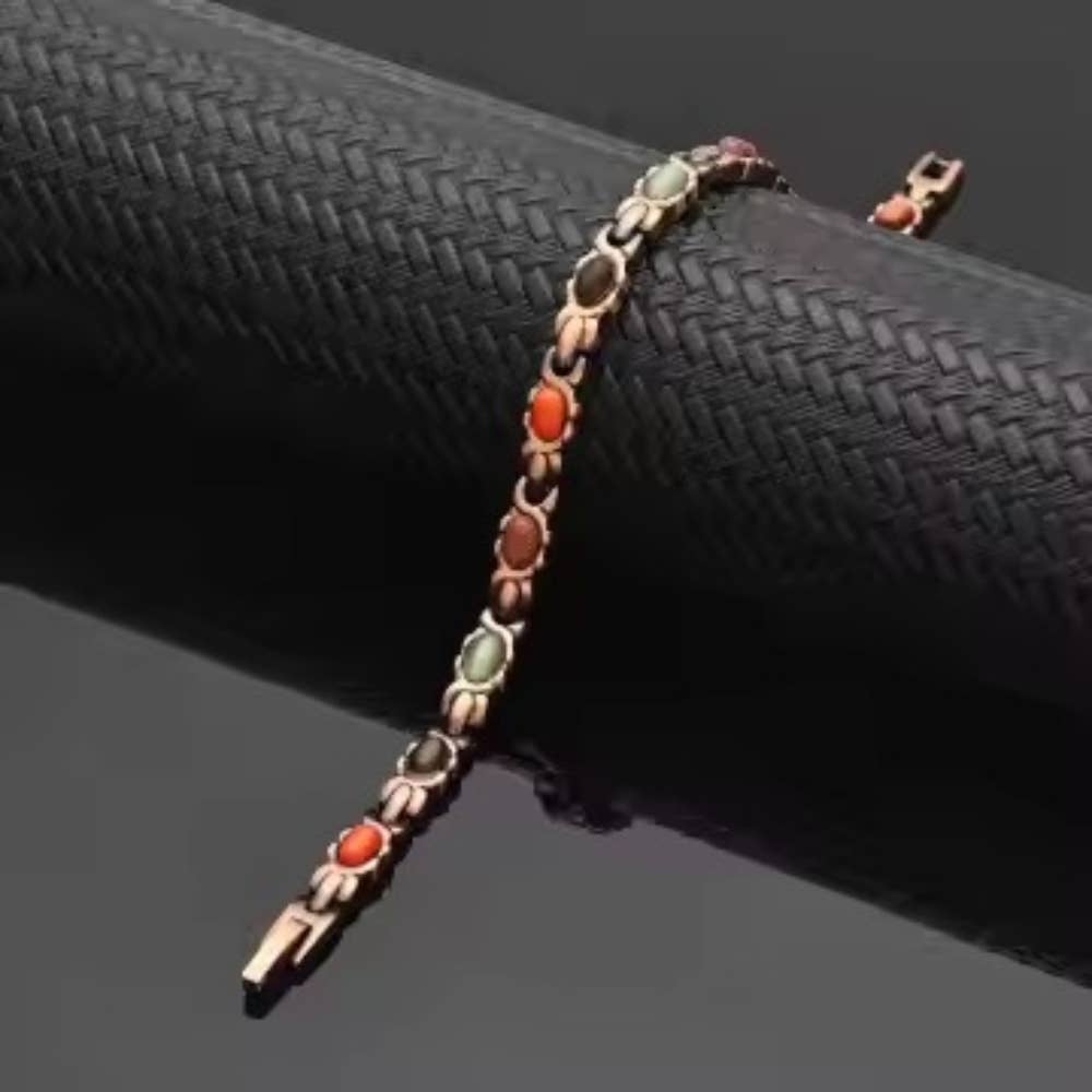 Kopparmagnetarmband med kristaller | 99,9 % koppar