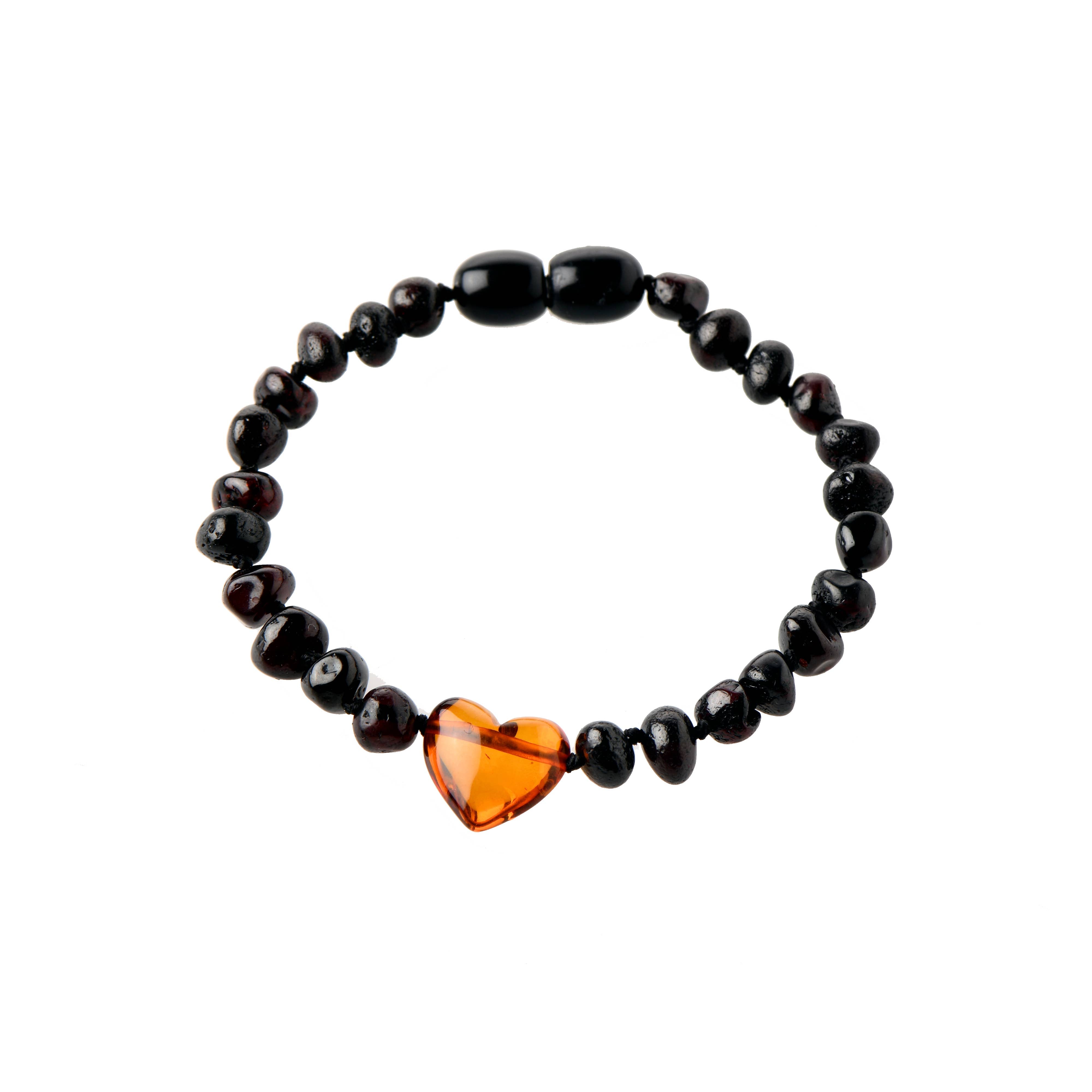 Cherry Baroque Polished Amber Beads Heart Bracelet