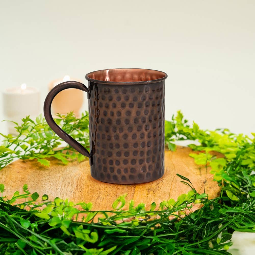 Pure copper mug hammered antique – 400 ml (150 g; heavy