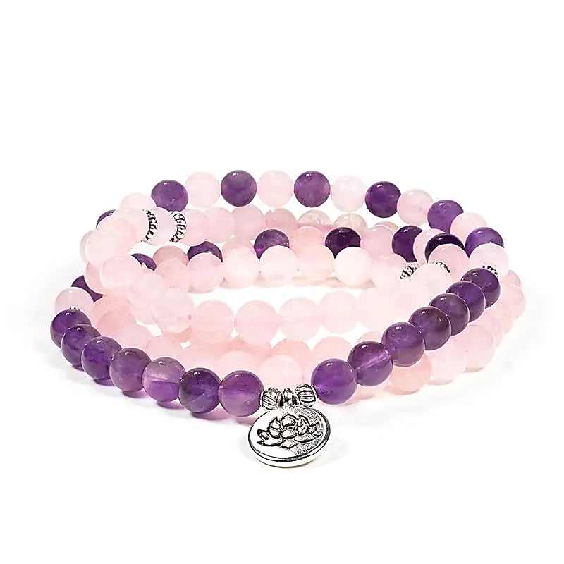 Mala-halsband Ametist & Rosenkvarts