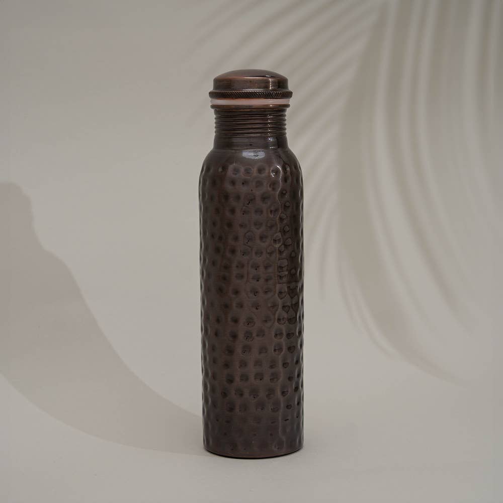 Pure copper water bottle hammered antique ± 950 ml (heavy