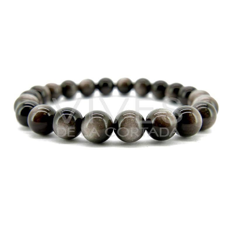 Armband 8mm Silver Obsidian