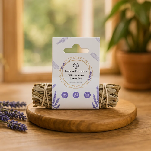 Valkoinen Salvia & Laventeli -suitsukenippu – Peace & Harmony