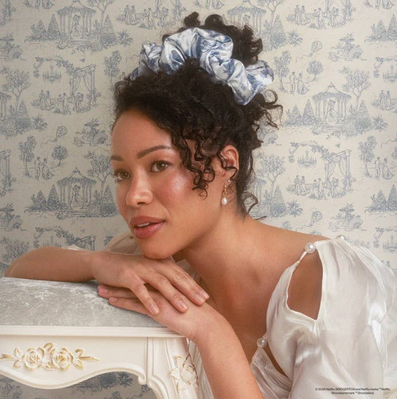 Bridgerton x Kitsch Satin Pillow Scrunchies® in Toile in Bloom