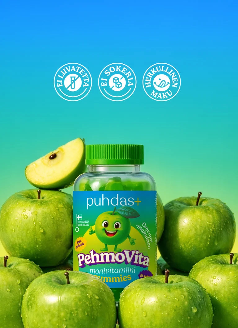 puhdas+ PehmoVita Omena Gummies 75kpl