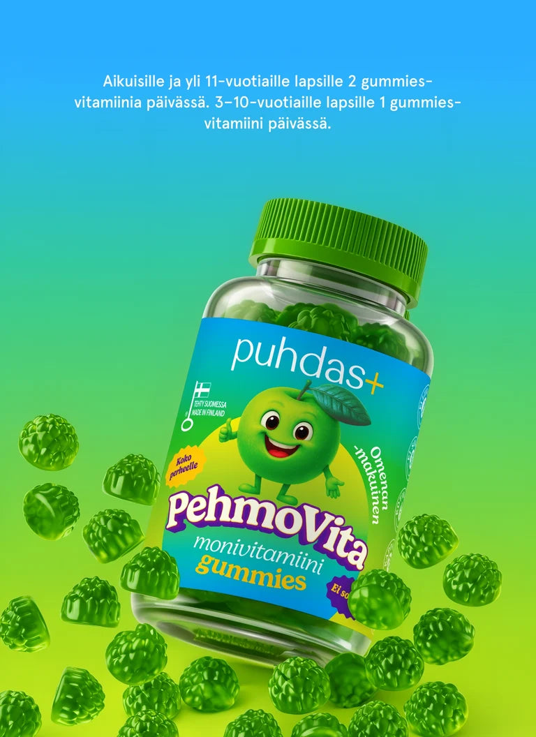 puhdas+ PehmoVita Omena Gummies 75kpl