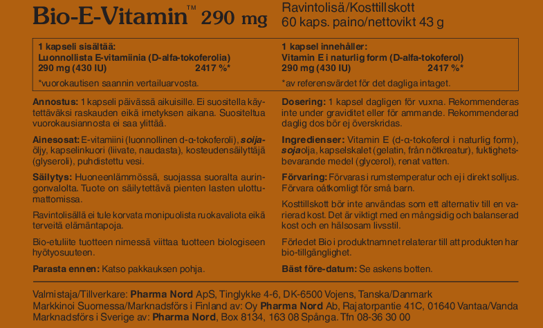 Bio-E 290 mg 60 kaps.