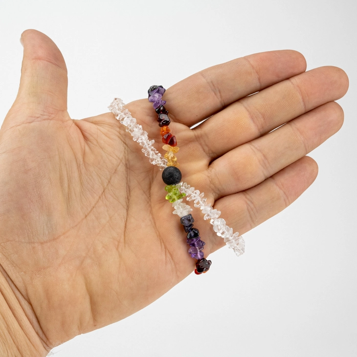 Chakraarmband flisa, dubbel + lavapärla