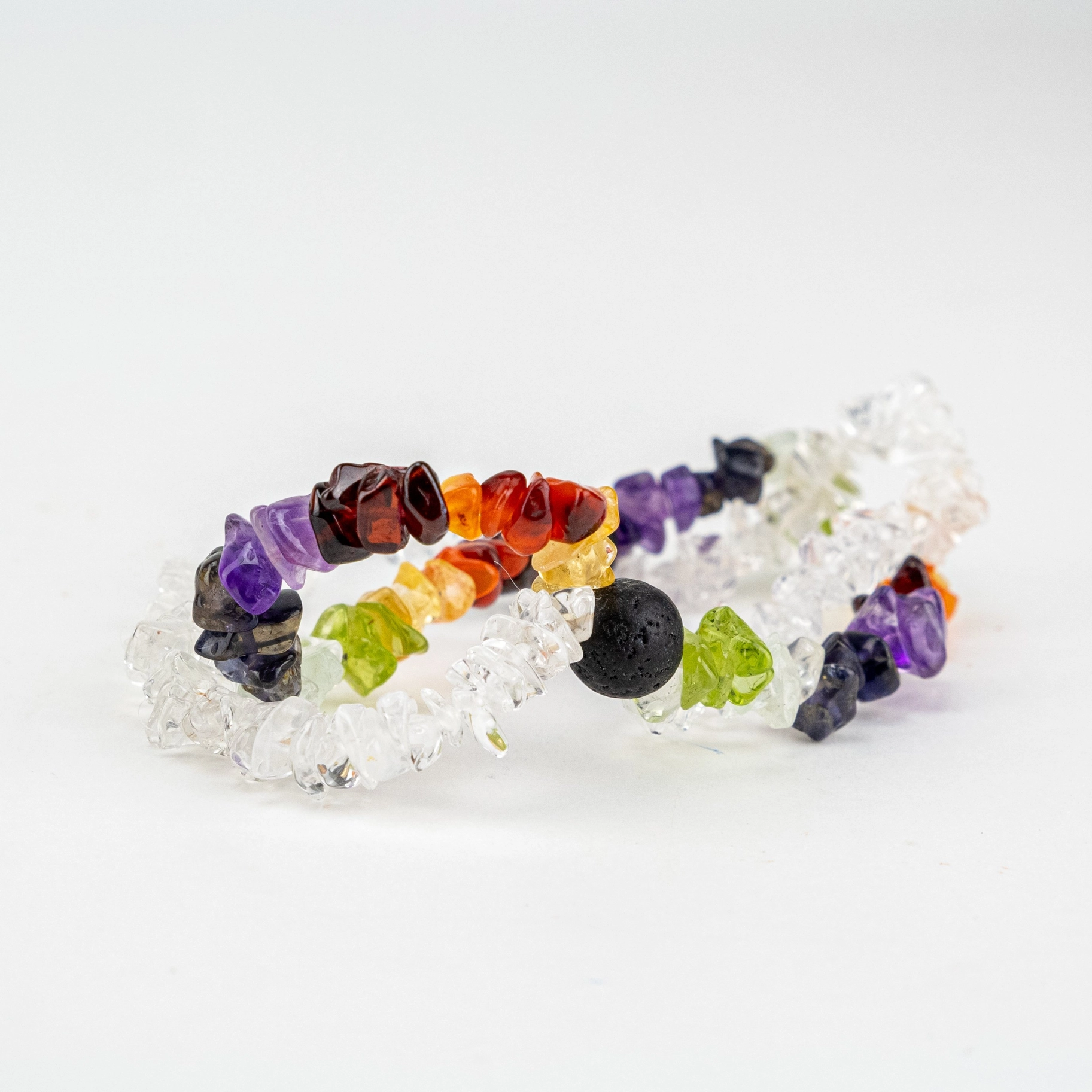 Chakraarmband flisa, dubbel + lavapärla