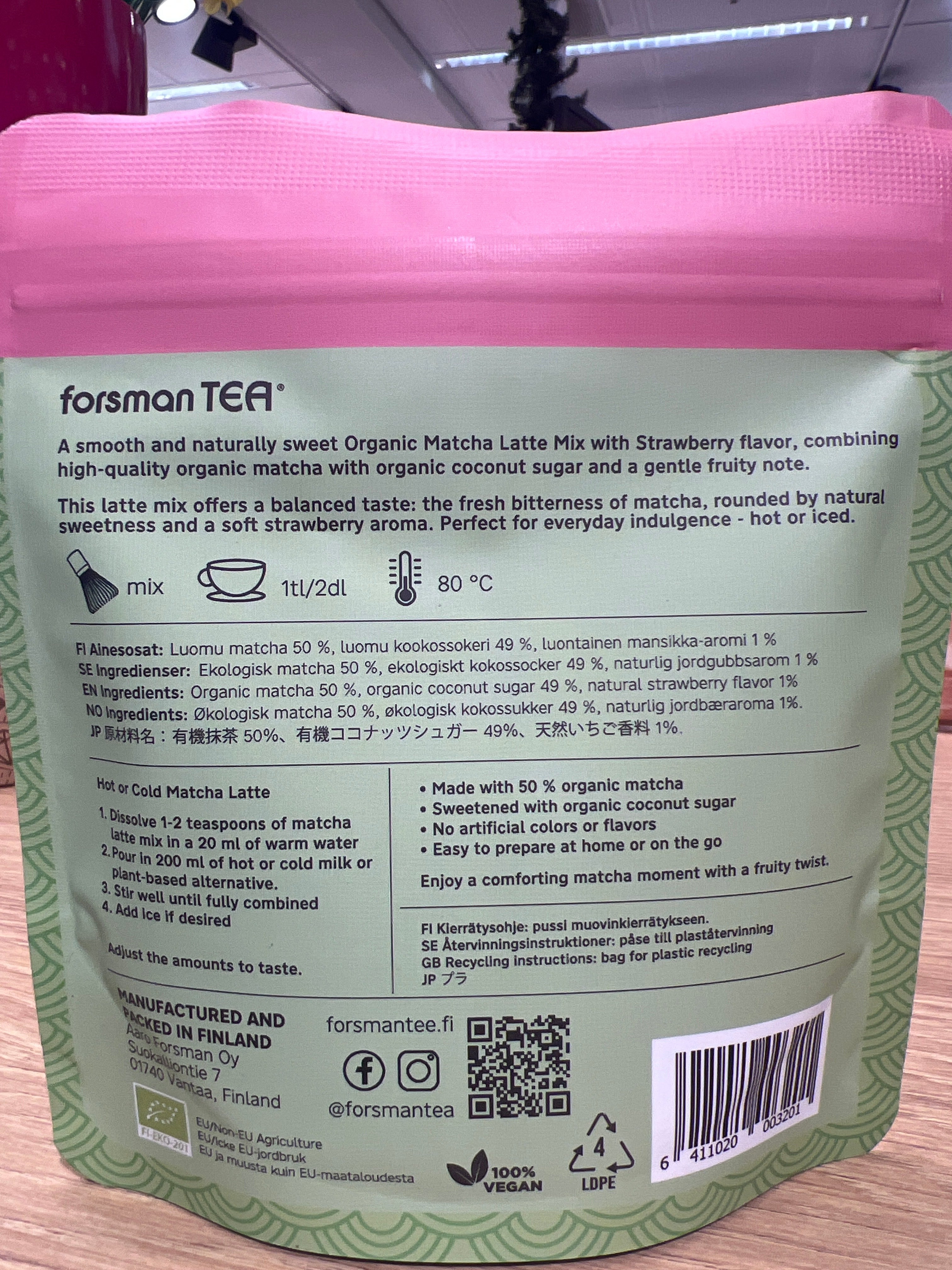 Matcha Latte Mix jordgubb 75g ekologisk