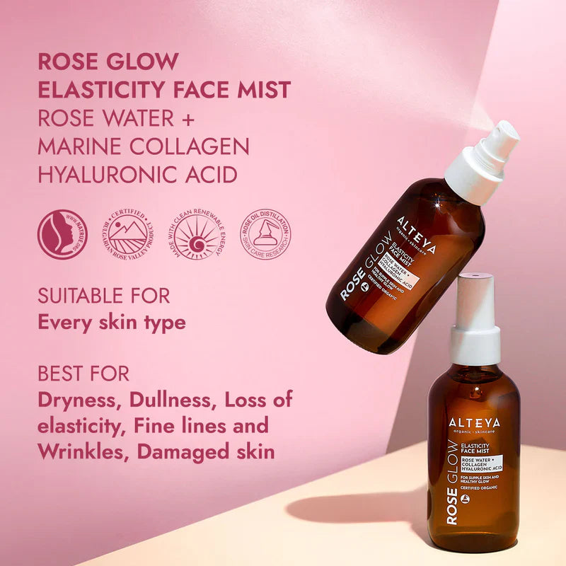 Ansiktsspray Glow - Rosenvatten + Kollagenpeptid 120ml