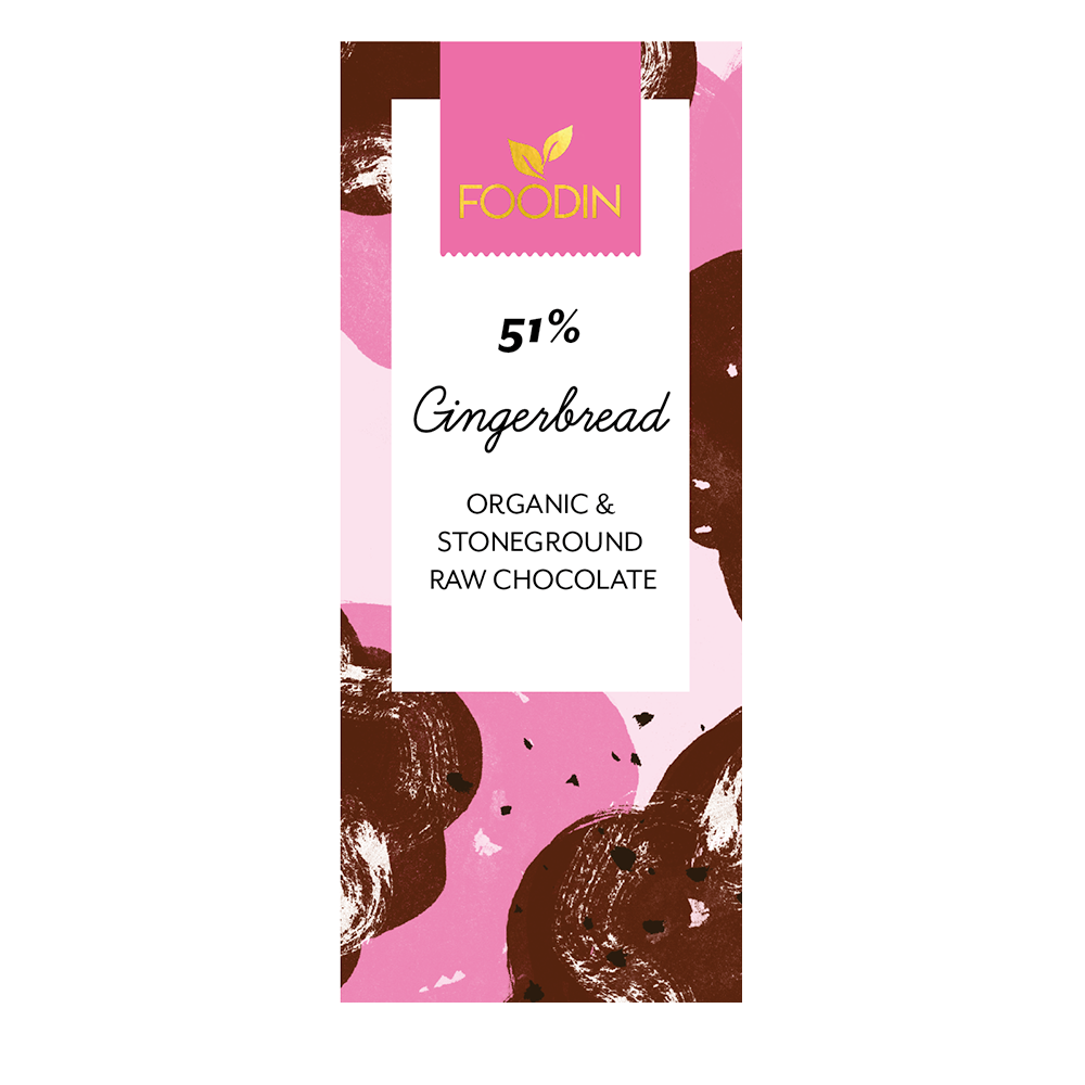 Foodin - Rawchoklad, ekologisk, 51% Ginge,