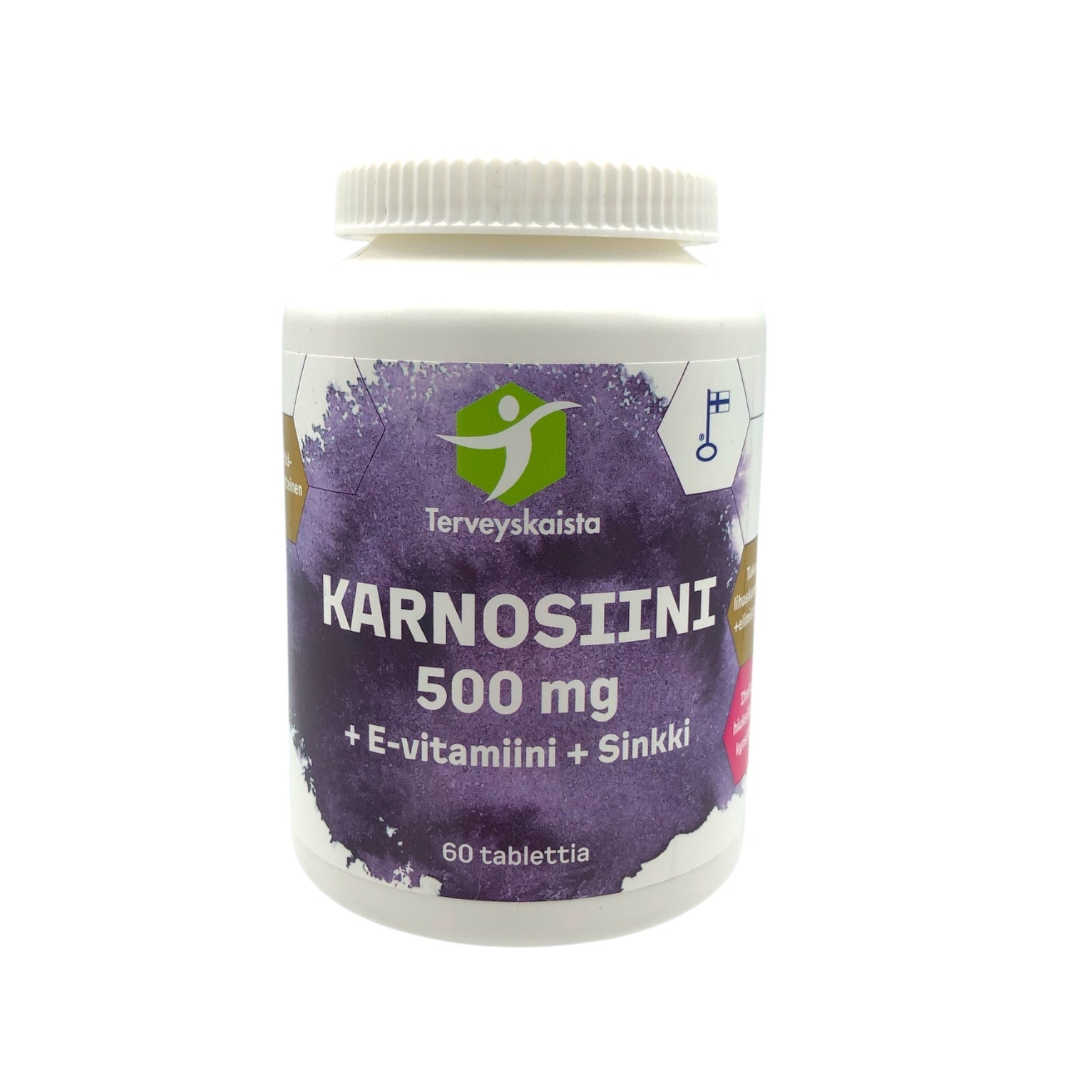 Terveyskaistan Karnosiin 500 mg + E-vitamin + zink 60 kapslar