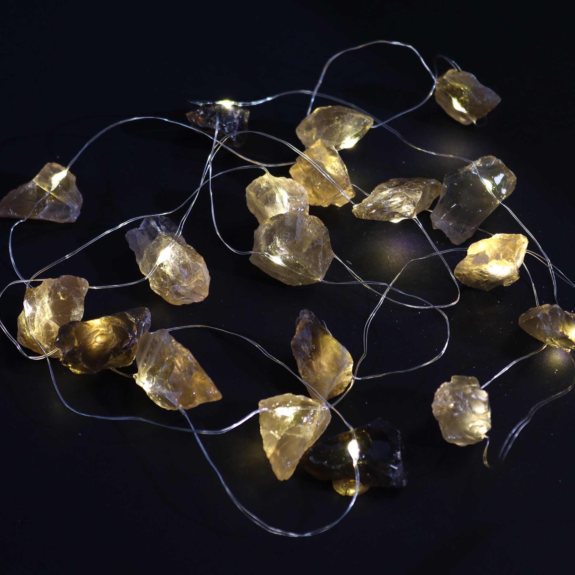 LED Kristalljulljusslinga Äkta Citrin