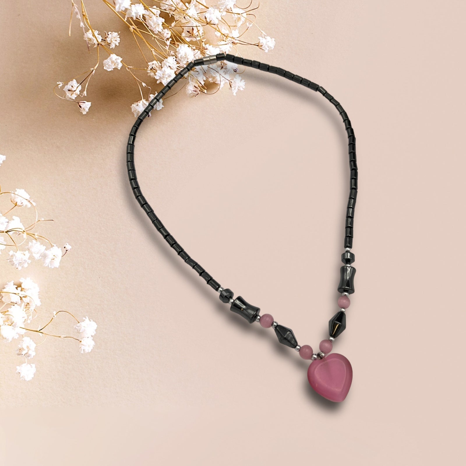 Magnethalsband 800G Rosa hjärta