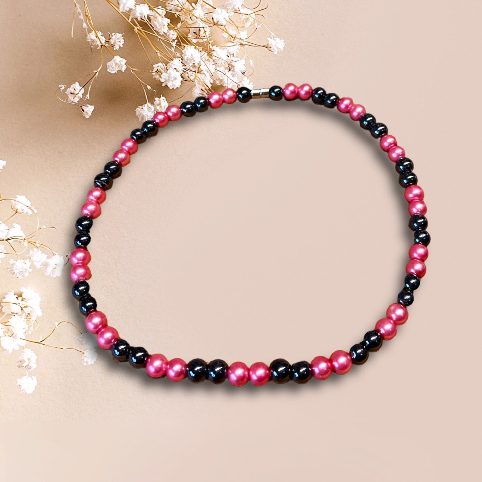 Magnethalsband 800 G rosa & svart