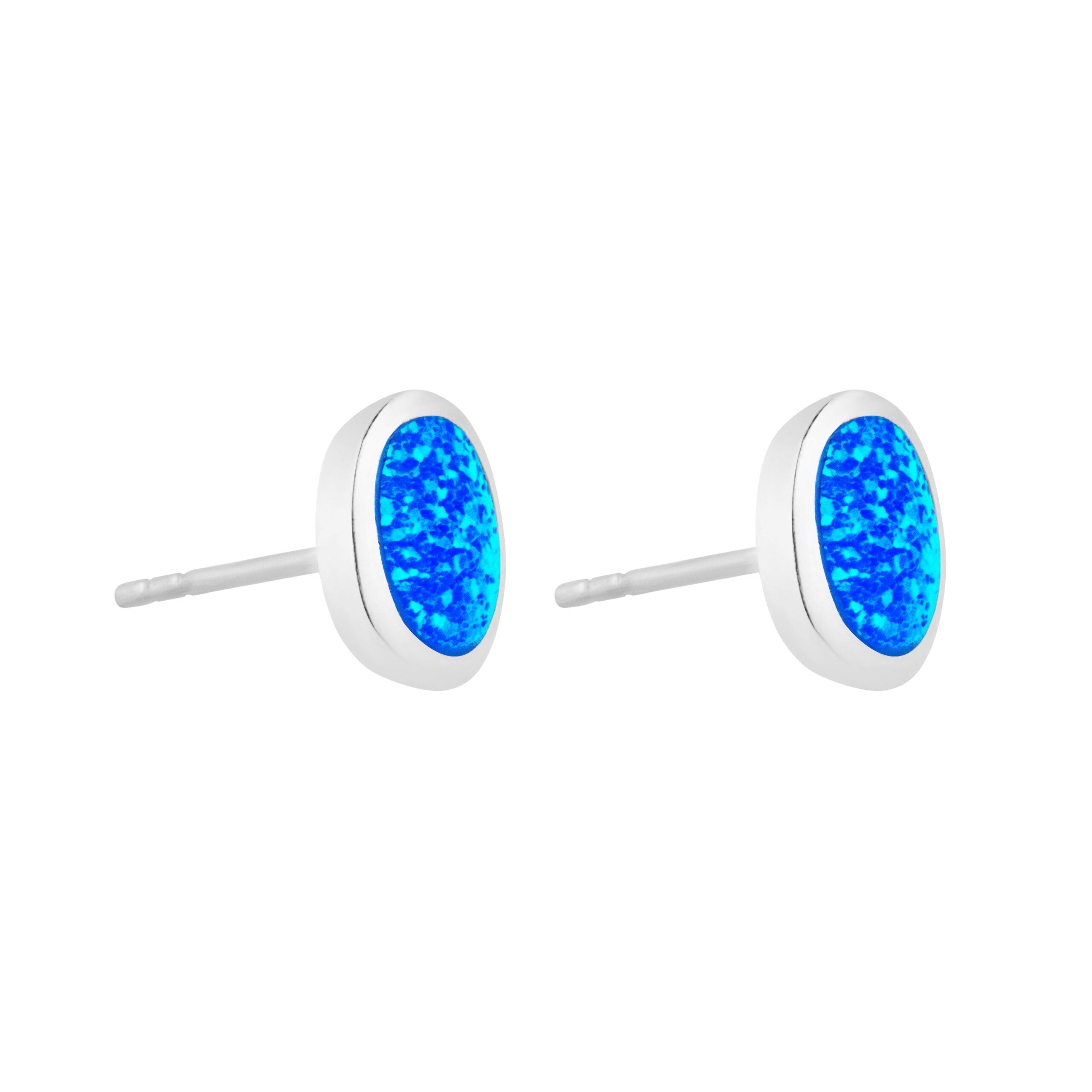 Oval örhängesstift Blå Opal