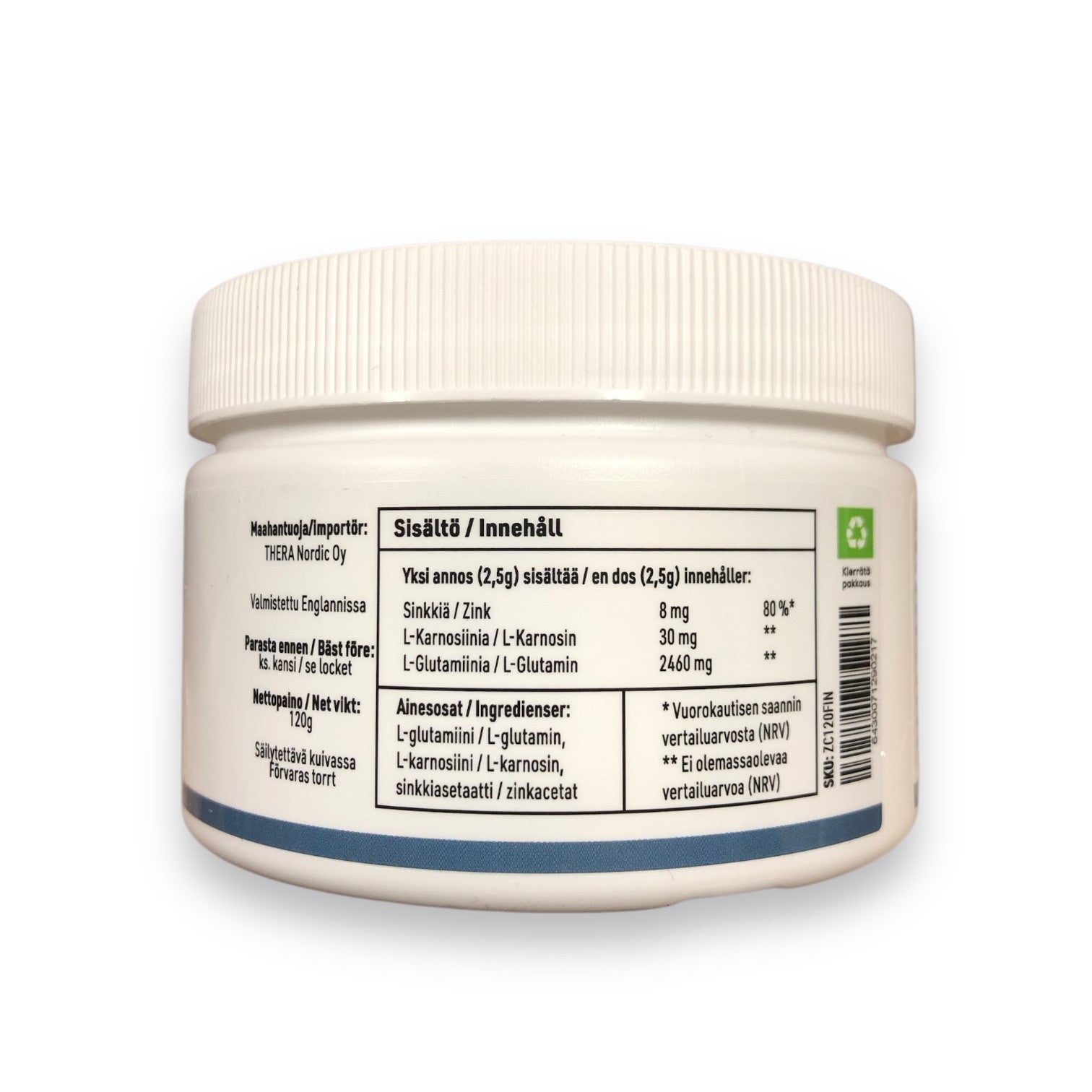REZCUE Zink, karnosin och glutamin 120g