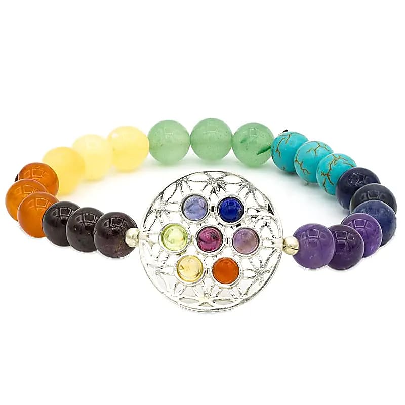 Armband 8mm Chakra & Livets blomma