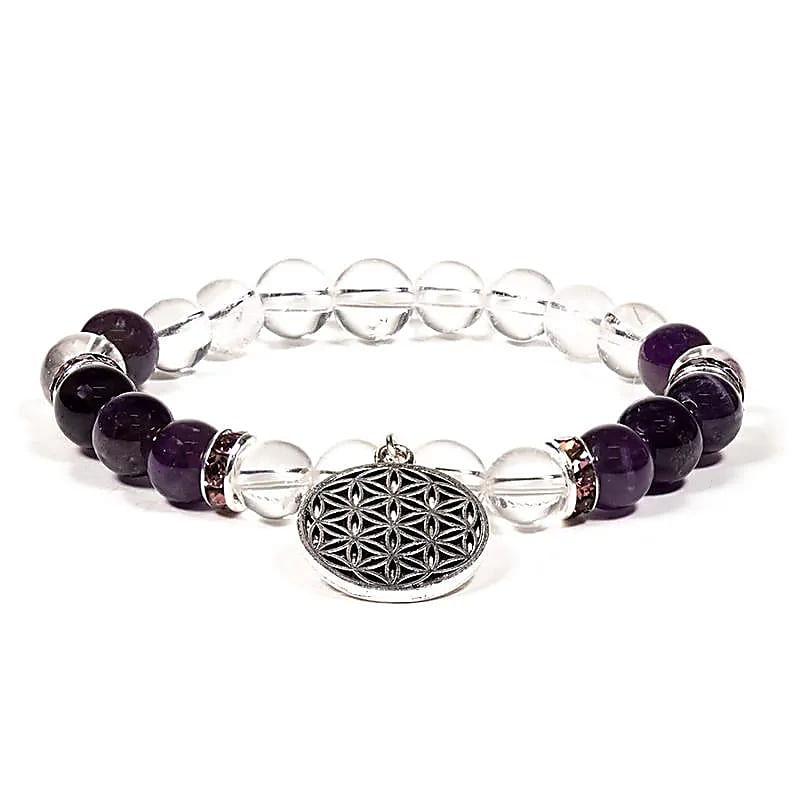 Armband 8mm Livets blomma Ametist