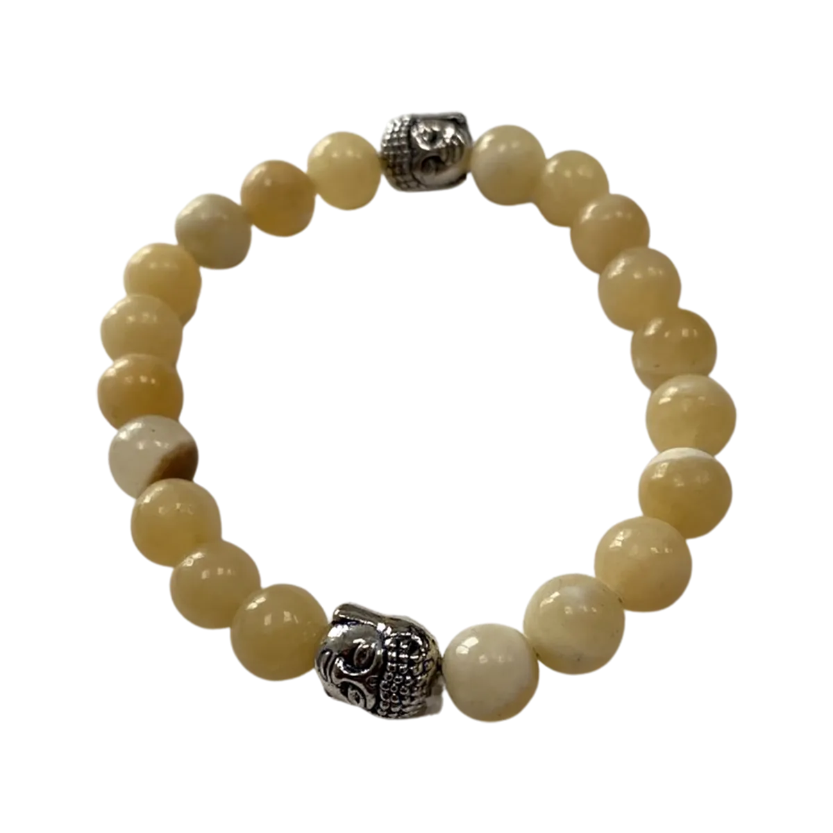 Rannekoru 8mm Keltainen kalsiitti Buddha