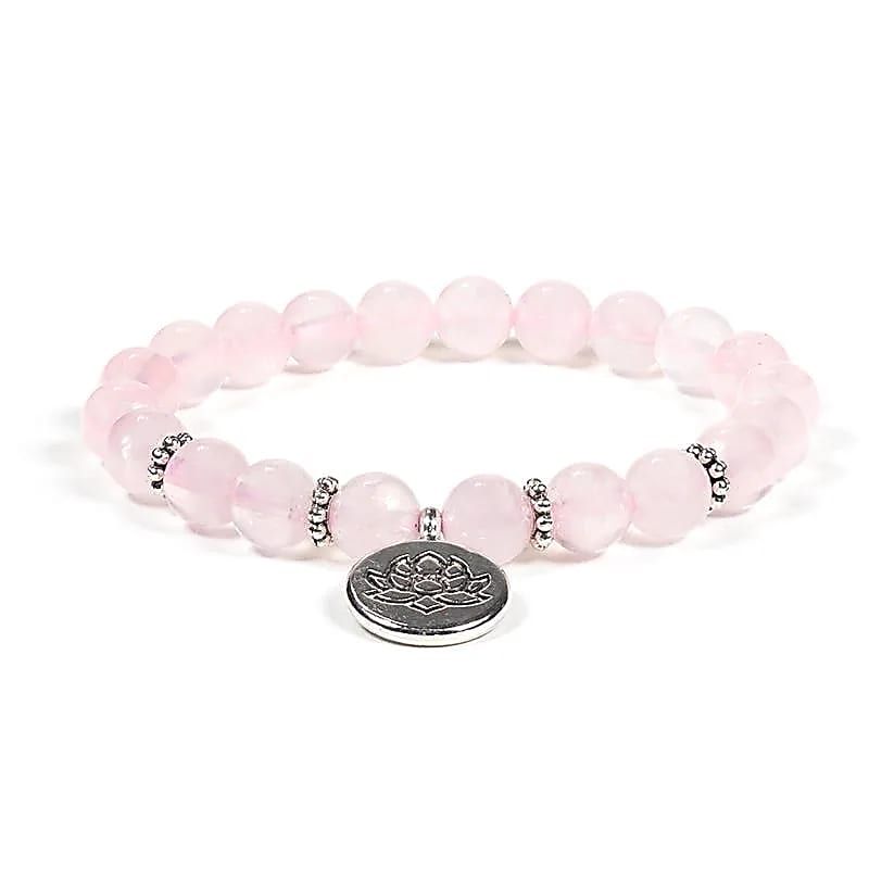 Armband 8mm Rosenkvarts & Lotus