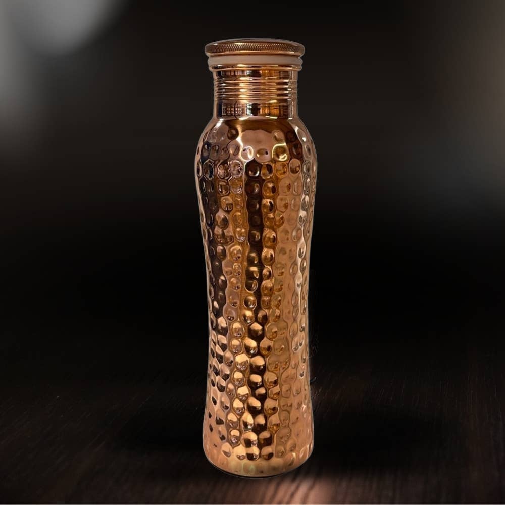 Pure Copper Water Bottle Curve Hammered ± 950 ml